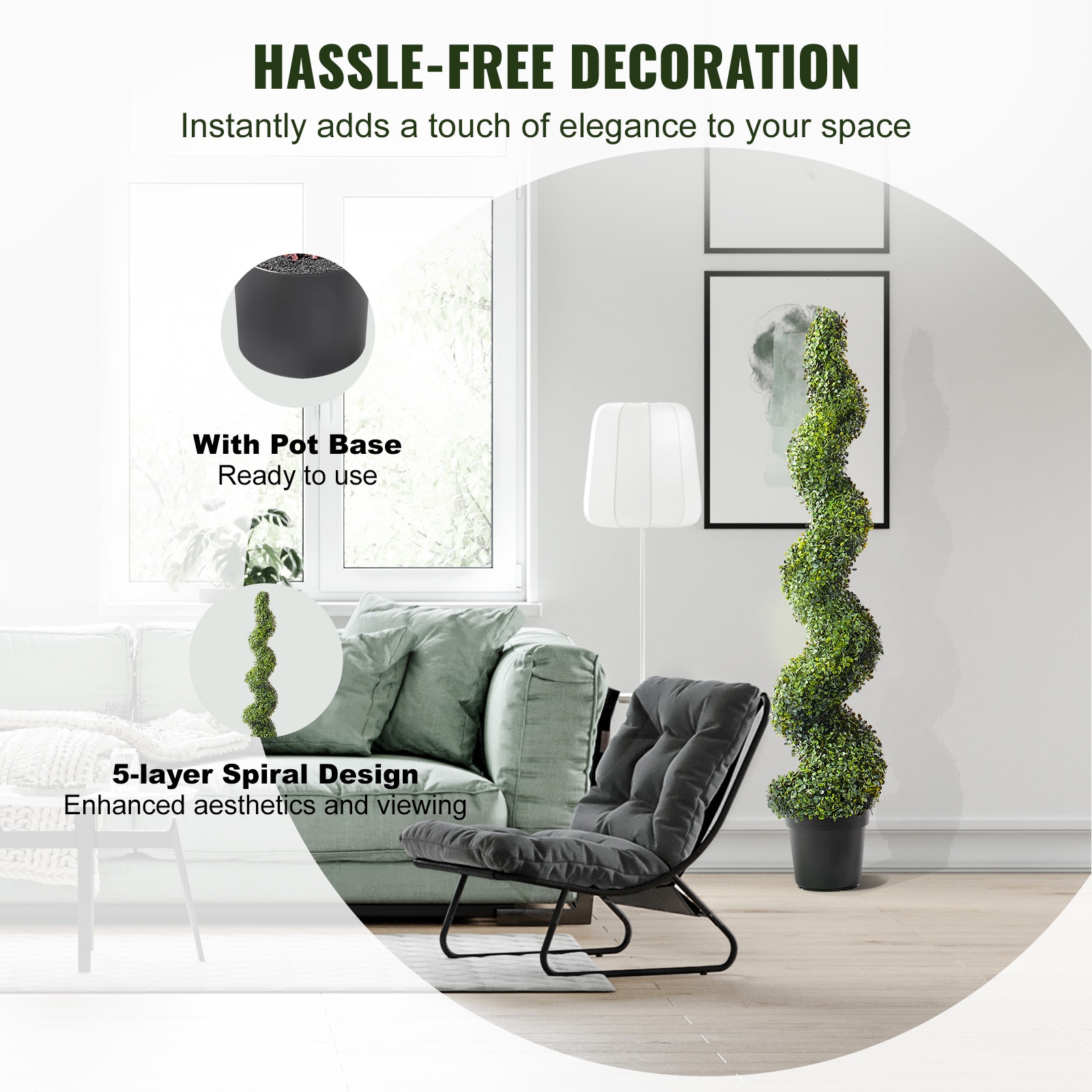 2 Pack 5' Artificial Boxwood Topiary Tree Plant UV Decor In/Outdoor_voghion.com